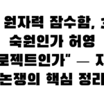 한국 원자력 잠수함, 30년 숙원인가 허영 프로젝트인가” — 지금 논쟁의 핵심 정리